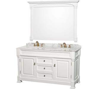 Wyndham Collection Andover 60 in. Double Vanity in White with Marble Vanity Top in Carrara White with Undermount Sink WCVTD60WHCW
