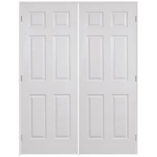 Steves & Sons 6 Panel Textured Primed White Hollow Core Double Door Unit W626WWADAEDR