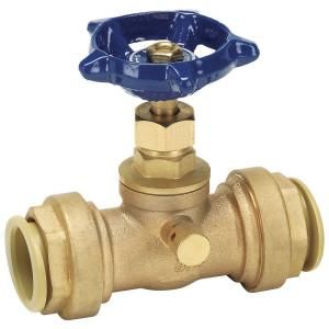 1/2 in. Brass Stop and Water Gate Valve, Lead Free with Push Fit Connections No Lead P220 8 12 Z
