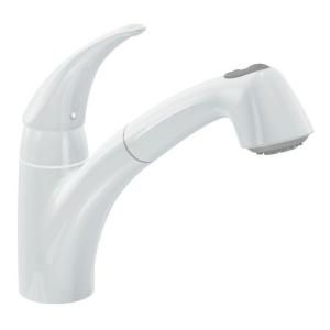 MOEN Extensa Single Handle Pull Out Sprayer Kitchen Faucet in White 7560W
