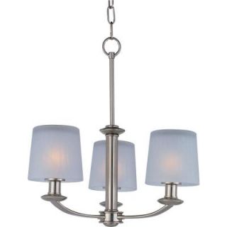 Illumine 3 Light 20 in. Satin Nickel Mini Chandelier with Frosted Glass Shade HD MA41872217