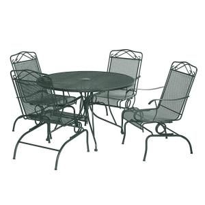 Green Wrought Iron 5 Piece Action Patio Dining Set DISCONTINUED W3929 A 5GR