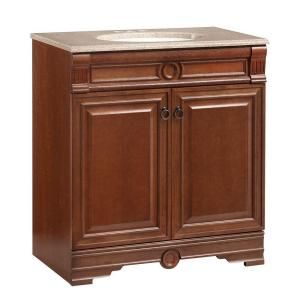Home Decorators Collection 30.5 in. Bradford Vanity in Cognac with Solid Surface Vanity Top in Cappuccino PPMEDACO30