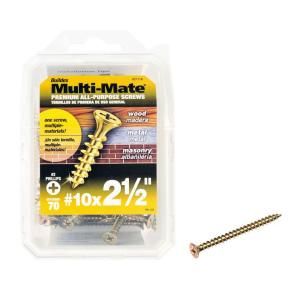 Buildex Multi Mate #10 x 2 1/2 in. Zinc Plated Steel Flat Head Phillips Sharp Point Self Tapping Screws (70 Pack) 21716