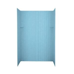 Swanstone Beadboard 32 in. x 48 in. x 72 in. Five Piece Easy Up Adhesive Shower Wall Kit in Tahiti Blue DISCONTINUED DK 324872BB 056