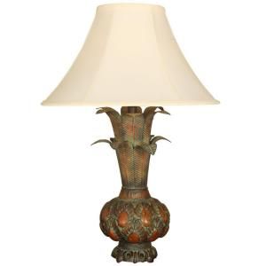 30 in. Leaf Urn Accent Burnt Orange Lamp with Shade 07T558