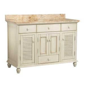 Foremost Cottage 49 in. W x 22 in. D Vanity in Antique White and Vanity Top with Stone Effects in Tuscan Sun CTAASETS4922D