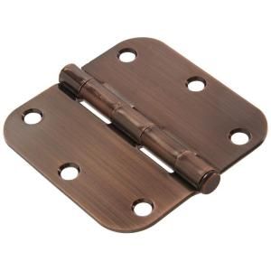 The Hillman Group 3 1/2 in. Antique Bronze Residential Door Hinge with 5/8 in. Round Corner Removable Pin Full Mortise (9 Pack) 852807.0
