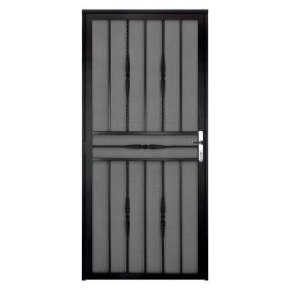 Unique Home Designs Cottage Rose 36 in. x 80 in. Black Recessed Mount Steel Security Door with Expanded Metal Screen and Nickel Hardware SDR06000361140