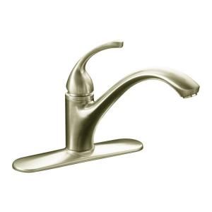KOHLER Forte 8 in. Single Hole 1 Handle Low Arc Kitchen Faucet in Vibrant Brushed Nickel with Escutcheon and Lever Handle K 10411 BN