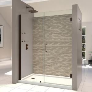 DreamLine Unidoor 57   58 in. x 72 in. Frameless Hinge Shower Door in Oil Rubbed Bronze with Glass Shelves SHDR 20577210S 06
