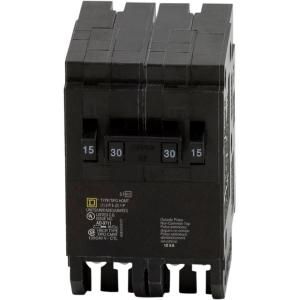 Square D by Schneider Electric Homeline 2 15 Amp Single Pole 1 30 Amp Two Pole Quad Circuit Breaker HOMT1515230CP