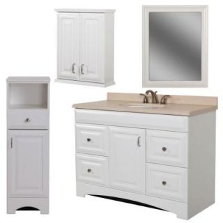 St. Paul Providence Bath Suite with 48 in. Vanity, Vanity Top, Over the John, Wall Mirror and Linen Tower in White DISCONTINUED BSPR48WMP5COM WH
