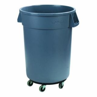 Carlisle Bronco 32 gal. Gray Lidless Trash Can with Dolly 34113223