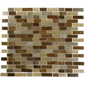 Splashback Tile Desert Blend Marble and Glass 12 in. x 12 in. x 8 mm Mosaic Floor and Wall Tile DESERT BLEND