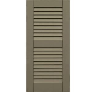 Winworks Wood Composite 15 in. x 32 in. Louvered Shutters Pair #660 Weathered Shingle 41532660