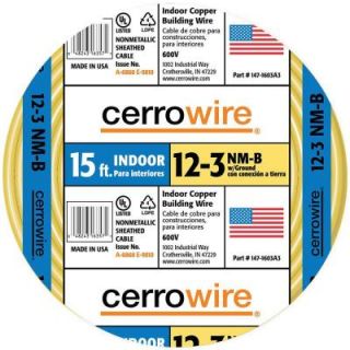 Cerrowire 15 ft. 12/1 NM B Indoor Residential Electrical Wire   Yellow 147 1603A3