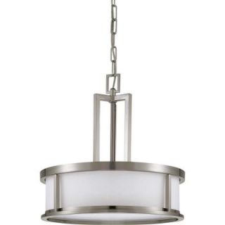 Glomar Odeon 4 Light Brushed Nickel Pendant with Satin White Glass Shade HD 2857