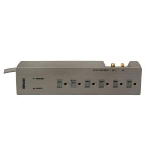 Woods Multimedia 6 Outlet 1000 Joule Surge Protector with Satellite or Cable Coax and Right Angle Plug 4 ft. Power Cord   Gray 0414568811