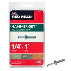 Red Head 1/4 in. x 1 in. Steel Hammer Set Nail Drive Concrete Anchors (75 Pack) 35300