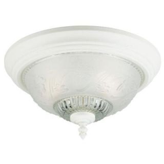 Westinghouse 2 Light Ceiling Fixture Textured White Interior Flush Mount with Embossed Floral and Leaf Design Glass 6616200