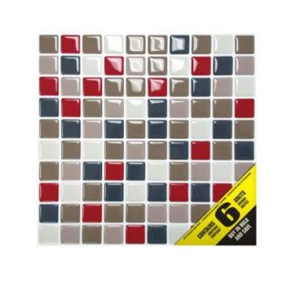 Smart Tiles 9.85 in. x 9.85 in. Multi colored Mocha Mosaic Adhesive Decorative Wall Tile (6 Pack) SM1006 6