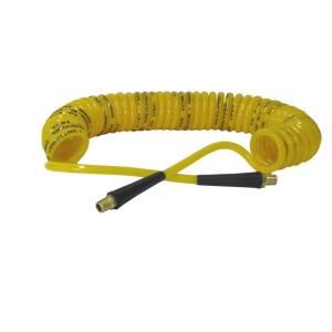 Contractors Choice SnapBack 1/4 in. x 25 ft. Polyurethane ReCoil Yellow Air Hose HDPURC NB14 25Y MP MPX BR
