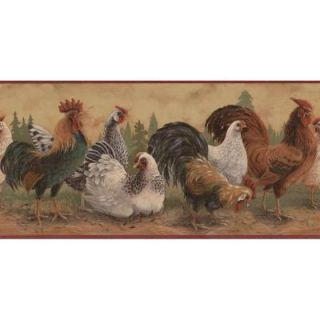 The Wallpaper Company 8 in. x 10 in. Red Rooster Border Sample WC1281304S