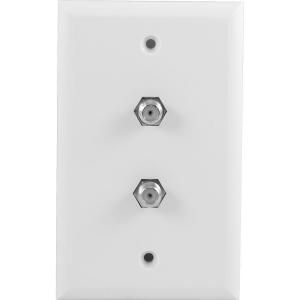 GE Dual F Connector Plastic Wall Plate   White 73223