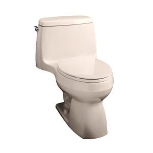 KOHLER Santa Rosa 1 piece 1.6 GPF Compact Elongated Toilet with AquaPiston Flush Technology in Innocent Blush K 3323 55