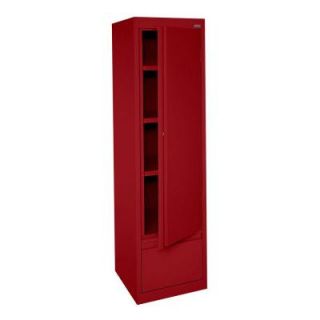 System Series 17 in. W x 64 in. H x 18 in. D Single Door Storage Cabinet with File Drawer in Red HADF171864 01