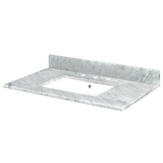 Pegasus 31 in. W Marble Vanity Top with Trough sink and 8 in. Faucet Spread in Carrara 26108