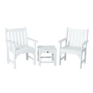 POLYWOOD Vineyard White 3 Piece Patio Garden Chair Set PWS142 1 WH