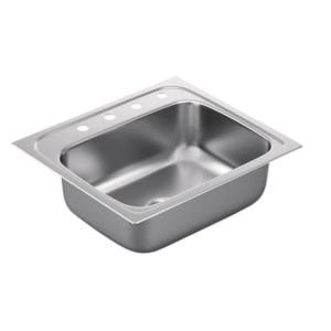 MOEN 2200 Series Drop in Stainless Steel 25x22x7.75 4 Hole Single Bowl Kitchen Sink G221944