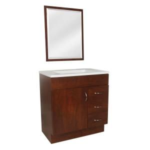 St. Paul Vanguard 30 in. Vanity in Hazelnut with AB Engineered Composite Vanity Top in White and Mirror VGA30P3COM H