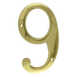 Copper Mountain Hardware 6 in. Polished Brass House Number 9 SLGH249US3