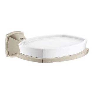 GROHE Grandera 1 Hole Wall Mount Ceramic Soap Dish with Holder in Brushed Nickel InfinityFinish 40628EN0