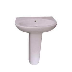 Barclay Products Infinity 600 24 in. Pedestal Lavatory Sink Combo with 1 Faucet Hole in White 3 321WH