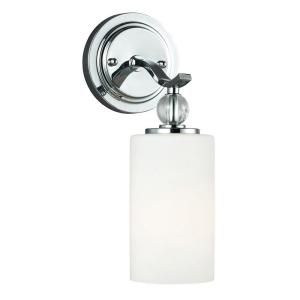 Sea Gull Lighting Englehorn 1 Light Chrome Wall/Bath Sconce with Inside White Painted Etched Glass 4113401 05