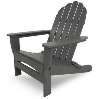 POLYWOOD Classic Adirondack Slate Grey Oversized Curveback Patio Chair AD7030GY