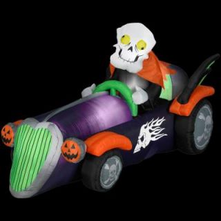 Gemmy 7.5 ft. long Inflatable Halloween Skelly Racer 64293X