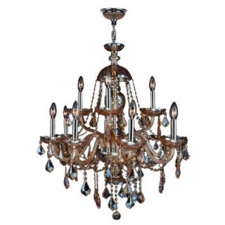 Worldwide Lighting Provence Collection 12 Light Chrome Chandelier with Amber Crystal W83101C28 AM