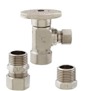 Keeney Manufacturing Company 1/2 in. FIP x 3/8 in. OD Brass Quarter Turn Angle Valve in Brushed Nickel Lead Free K2048ABNLF