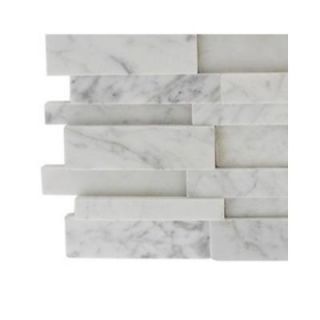 Splashback Tile Dimension 3D Brick White Carrera Stone   6 in. x 6 in. x 8 mm Floor and Wall Tile Sample (1 sq. ft.) L4A10 STONE TILES