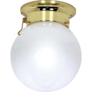 Glomar 1 Light 8 in.  Ceiling Mount White Ball with Pull Chain Switch Polished Brass HD 295
