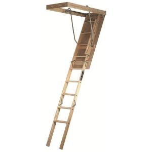 Louisville Ladder Premium Series 7 ft.   89 ft. 25.5 in x 54 in. Wood Attic Ladder with 250 lb. Maximum Load Capacity S254P