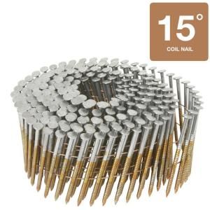 Hitachi 2 3/8 in. x 0.099 in. Full Round Head Ring Shank Brite Basic Wire Coil Framing Nails (9,000 Pack) 12219