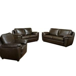 Abbyson Living Torrance Leather Sofa, Loveseat and Armchair Set (3 Piece) DISCONTINUED CI 1281 BRN 3PC