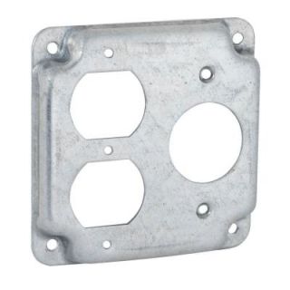 Raco 4 in. Square Cover 1 Duplex and One 1.406 in. Diameter Opening 1/2 in. Raised (10 Pack) 806C