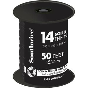 Southwire 50 ft. 14 Solid THHN Black Wire 11579017